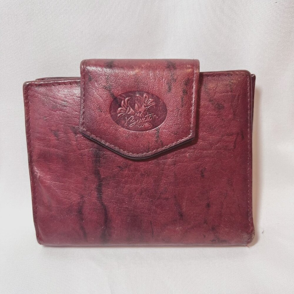 Buxton Wallet Genuine Leather Wallet-Top Grain Cowhide Exterior-Maroon/Black